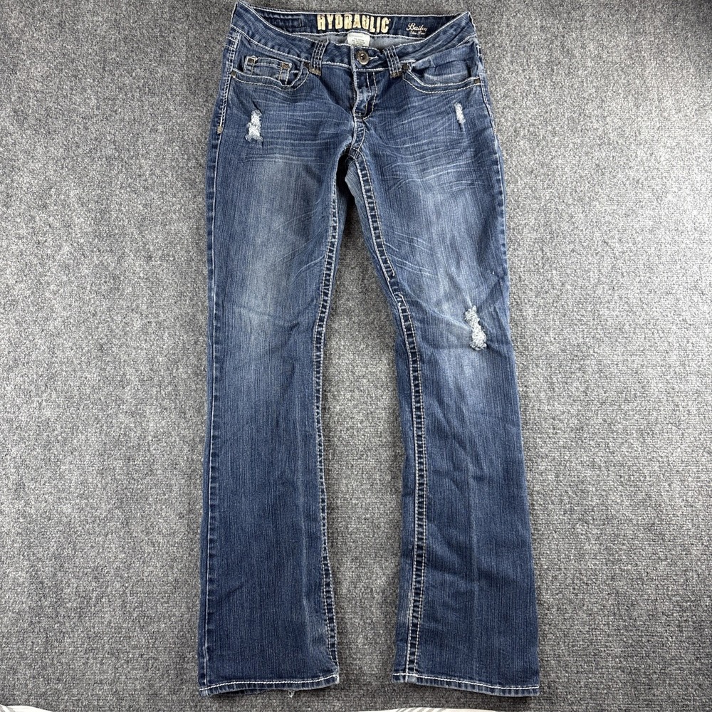 Hydraulic Bailey Slim Boot Jeans Size 11/12 Thick Stitch Distressed Y2K Denim